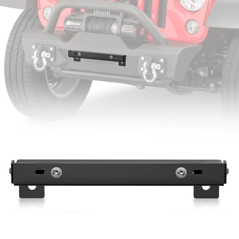 YZONA Flip-Up Winch License Plate Frame Compatible with 10" Hawse Fairlead, Universal Front License Bracket Holder Relocation, Bumper Winch Mount Roller, Fit for Most Pickup Trucks Off-Road Cars SUVs - Image 1